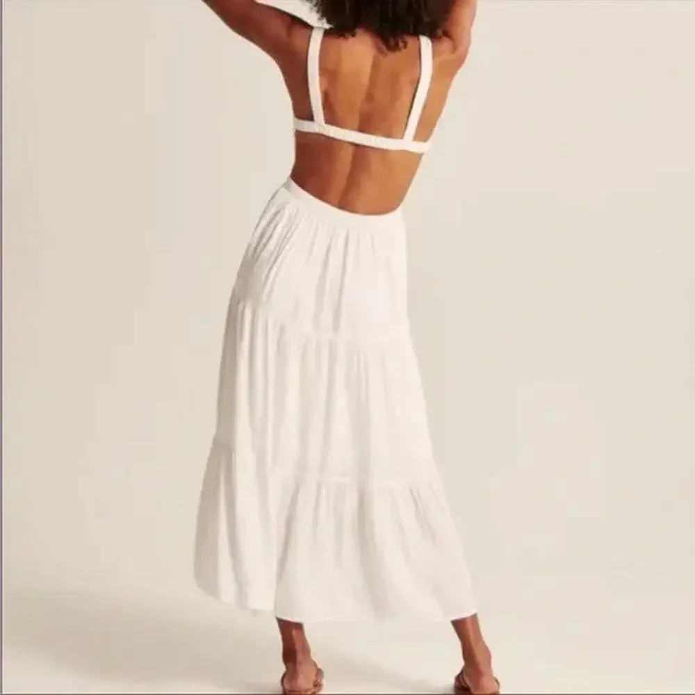Abercrombie & Fitch Scrunchie Strap Cutout Maxi Dress - M